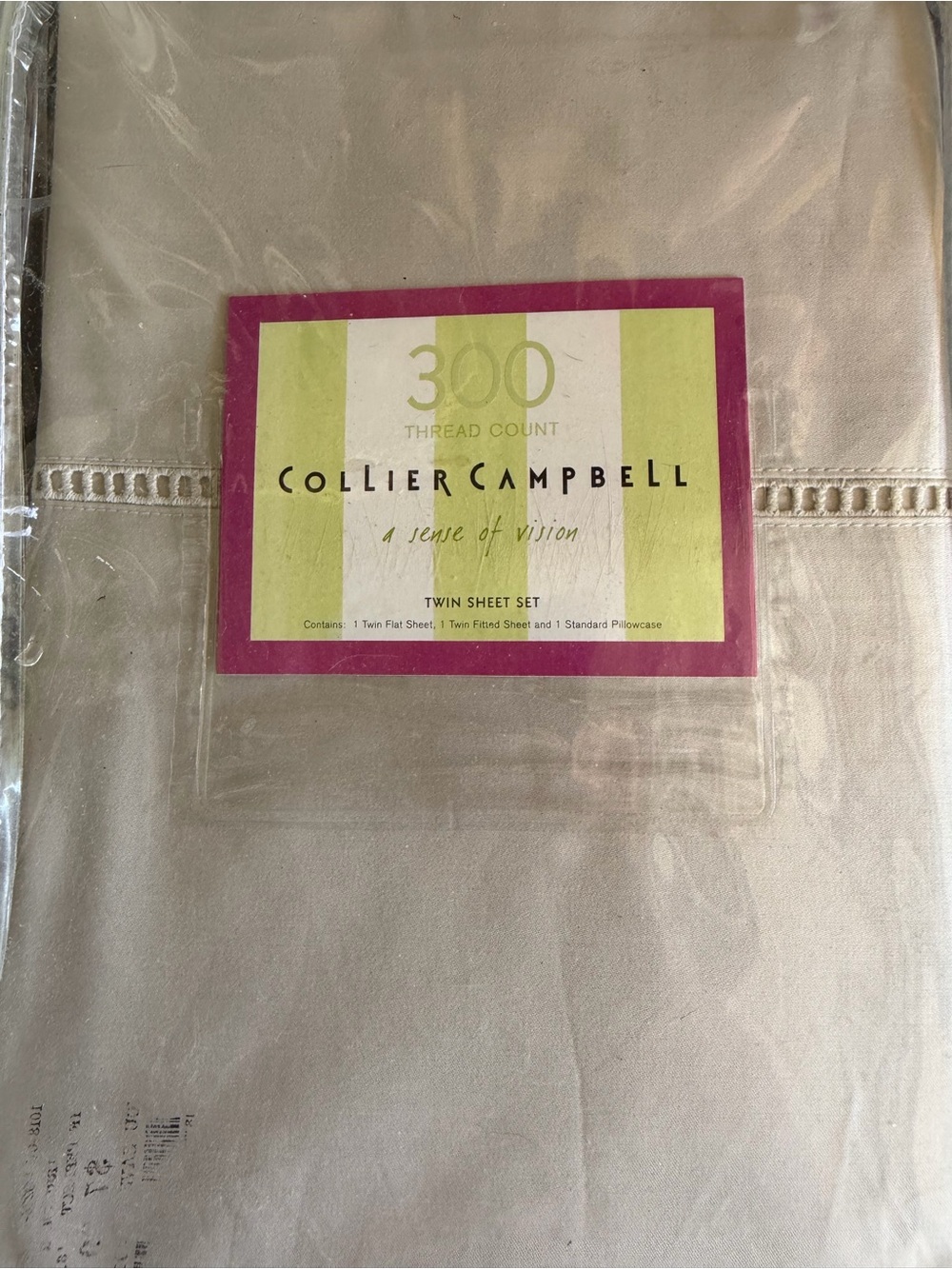 Collier Campbell 300 Thread Count Twin Sheet Set in khaki